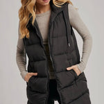 Longline Puffer Vest - Black-Coat & Jackets- Hometown Style HTS, women's in store and online boutique located in Ingersoll, Ontario