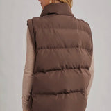 Medium Length Puffer Vest- Brown-Coat & Jackets- Hometown Style HTS, women's in store and online boutique located in Ingersoll, Ontario