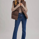 Medium Length Puffer Vest- Brown-Coat & Jackets- Hometown Style HTS, women's in store and online boutique located in Ingersoll, Ontario
