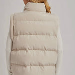 Medium Length Puffer Vest- Cream-Coat & Jackets- Hometown Style HTS, women's in store and online boutique located in Ingersoll, Ontario
