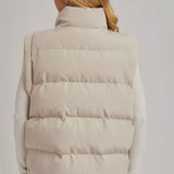 Medium Length Puffer Vest- Cream-Coat & Jackets- Hometown Style HTS, women's in store and online boutique located in Ingersoll, Ontario