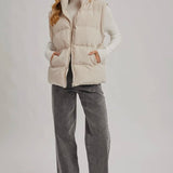 Medium Length Puffer Vest- Cream-Coat & Jackets- Hometown Style HTS, women's in store and online boutique located in Ingersoll, Ontario