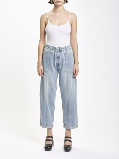 DAZE WOMEN Denim VILLA - DRAWSTRING BARREL LEG-Denim- Hometown Style HTS, women's in store and online boutique located in Ingersoll, Ontario