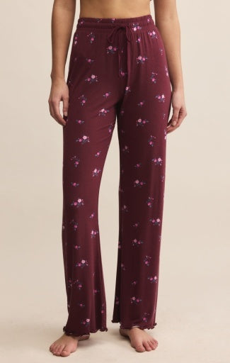 AT EASE DITSY PANT - Merlot-Intimates- Hometown Style HTS, women's in store and online boutique located in Ingersoll, Ontario