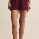 DAWN SMOCKED RIB SHORT - Merlot-Intimates- Hometown Style HTS, women's in store and online boutique located in Ingersoll, Ontario