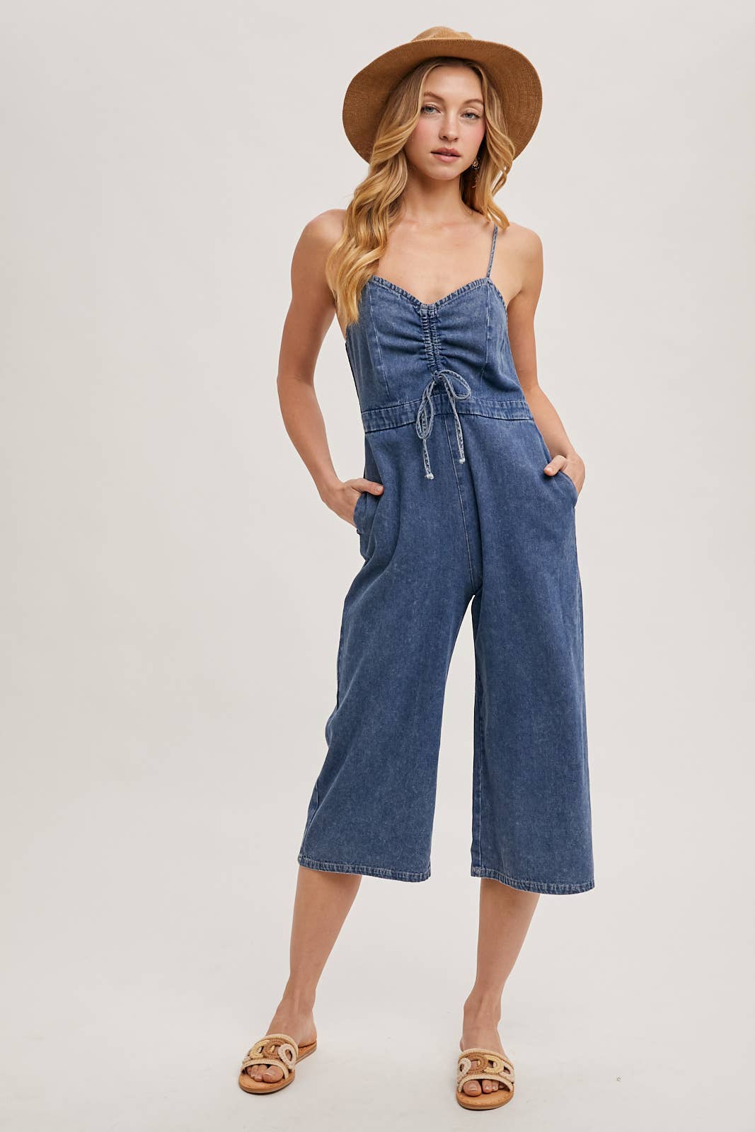 Acid Wash Denim Jumpsuit-Bottoms- Hometown Style HTS, women's in store and online boutique located in Ingersoll, Ontario