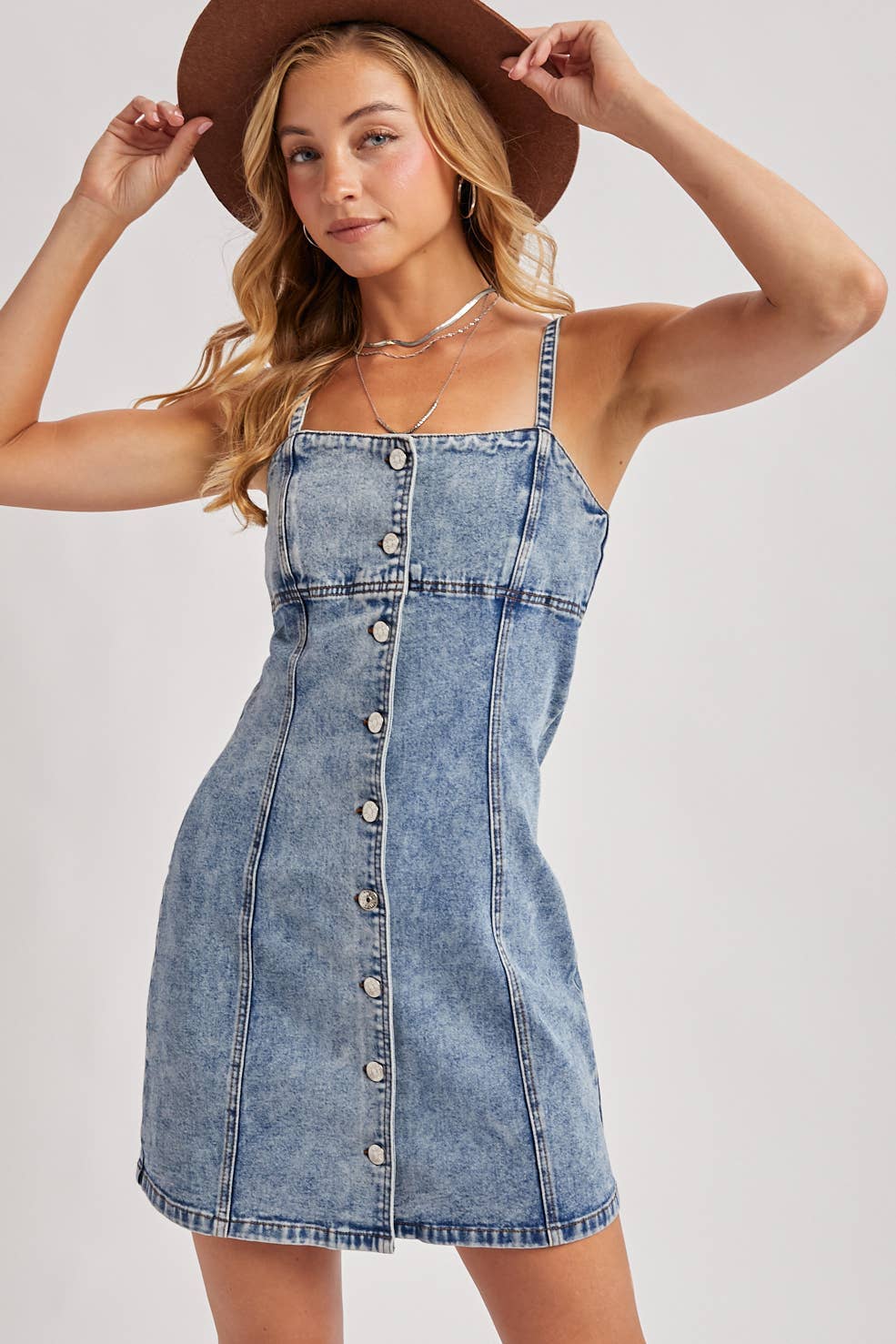 Denim Button Down Mini Dress - Light Wash-Casual Dresses- Hometown Style HTS, women's in store and online boutique located in Ingersoll, Ontario