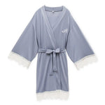 Women's Jersey Knit Robe with Lace Trim - Powder Blue-Intimates- Hometown Style HTS, women's in store and online boutique located in Ingersoll, Ontario