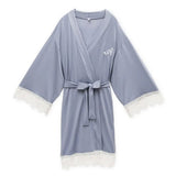 Women's Jersey Knit Robe with Lace Trim - Powder Blue-Intimates- Hometown Style HTS, women's in store and online boutique located in Ingersoll, Ontario