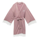Women's Jersey Knit Robe with Lace Trim - Mauve-Intimates- Hometown Style HTS, women's in store and online boutique located in Ingersoll, Ontario