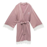 Women's Jersey Knit Robe with Lace Trim - Mauve-Intimates- Hometown Style HTS, women's in store and online boutique located in Ingersoll, Ontario