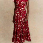 Garance Floral Button-Front Midi Dress with Short Sleeves-Special Occasion Dresses- Hometown Style HTS, women's in store and online boutique located in Ingersoll, Ontario
