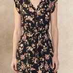 Natasha Short Floral Dress Pockets Belted Ruffle Trim-Special Occasion Dresses- Hometown Style HTS, women's in store and online boutique located in Ingersoll, Ontario