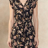 Natasha Short Floral Dress Pockets Belted Ruffle Trim-Special Occasion Dresses- Hometown Style HTS, women's in store and online boutique located in Ingersoll, Ontario