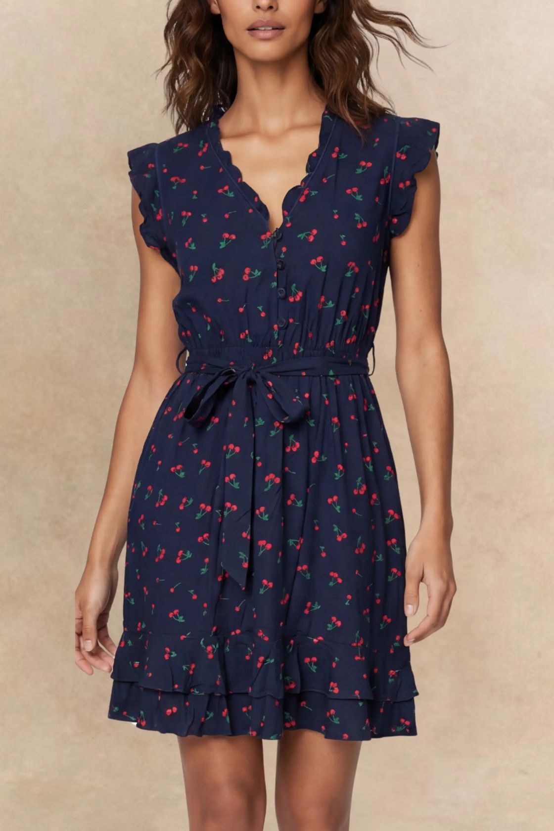 Natasha Cherry Print Short Dress-Special Occasion Dresses- Hometown Style HTS, women's in store and online boutique located in Ingersoll, Ontario
