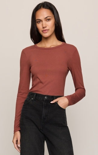 SECOND SKIN CREW LS - Dark Rosewood-Casual Tops- Hometown Style HTS, women's in store and online boutique located in Ingersoll, Ontario