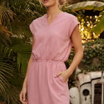 Mineral Washed Cotton Sleeveless Mini Dress - Rose-Casual Dresses- Hometown Style HTS, women's in store and online boutique located in Ingersoll, Ontario