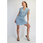 Mineral Washed Cotton Sleeveless Mini Dress - Blue-Casual Dresses- Hometown Style HTS, women's in store and online boutique located in Ingersoll, Ontario