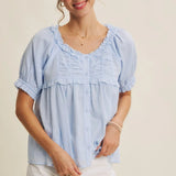 Effortless Yet Elevated Delicate Ruffle Airy Cotton Blouse-blouse- Hometown Style HTS, women's in store and online boutique located in Ingersoll, Ontario