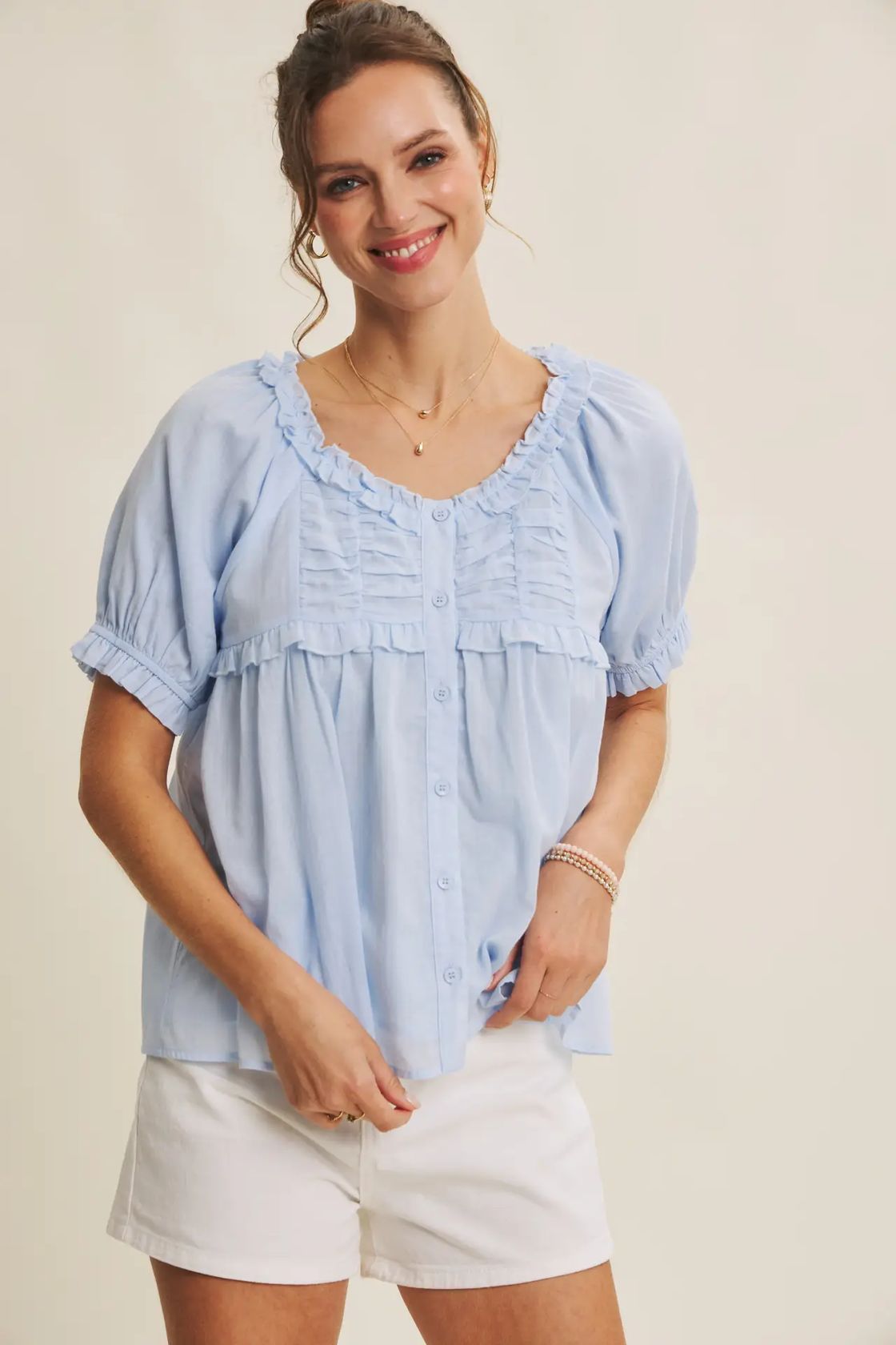 Effortless Yet Elevated Delicate Ruffle Airy Cotton Blouse-blouse- Hometown Style HTS, women's in store and online boutique located in Ingersoll, Ontario