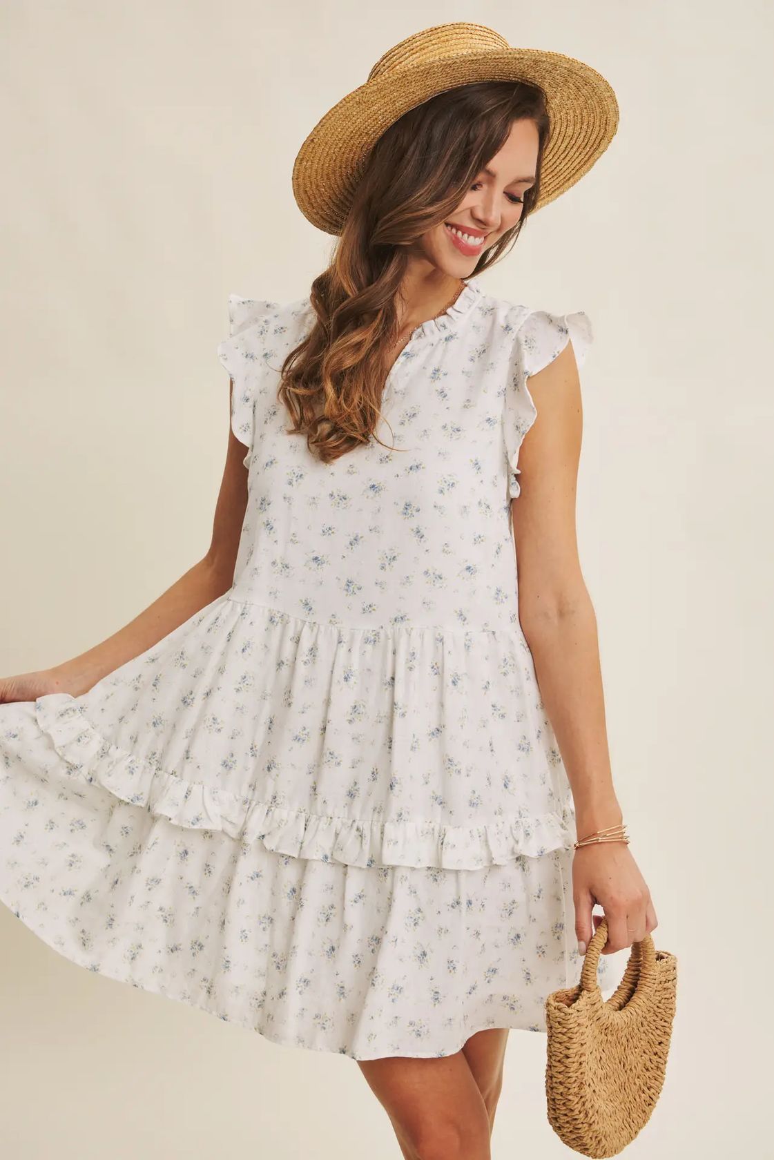 Perfectly Sweet Airy Double Gauze Floral Flare Mini Dress-Casual Dresses- Hometown Style HTS, women's in store and online boutique located in Ingersoll, Ontario