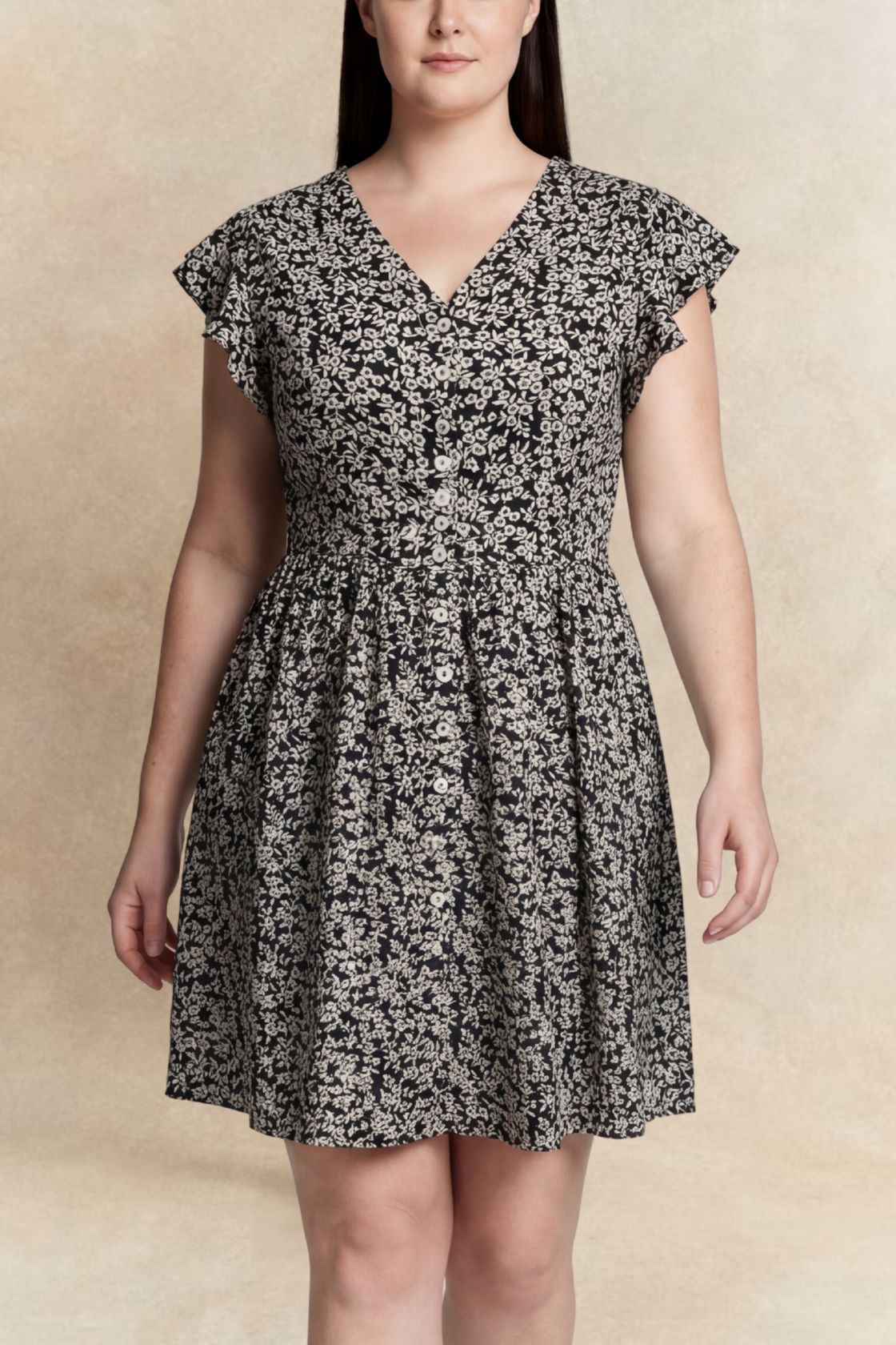 Alma Dress Short Ditsy Floral-Black-dress- Hometown Style HTS, women's in store and online boutique located in Ingersoll, Ontario