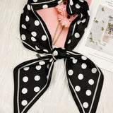 Black Polka Dot Satin Silky Skinny Scarf-Accessories- Hometown Style HTS, women's in store and online boutique located in Ingersoll, Ontario