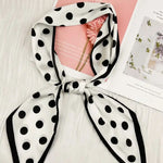 White Polka Dot Satin Silky Skinny Scarf-Accessories- Hometown Style HTS, women's in store and online boutique located in Ingersoll, Ontario