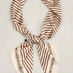Caramel Striped Satin Silky Skinny Scarf-Accessories- Hometown Style HTS, women's in store and online boutique located in Ingersoll, Ontario