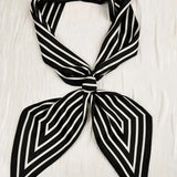 French Styles Striped Satin Silky Skinny Scarf - Black-Accessories- Hometown Style HTS, women's in store and online boutique located in Ingersoll, Ontario