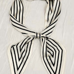 French Styles Striped Satin Silky Skinny Scarf - White-Accessories- Hometown Style HTS, women's in store and online boutique located in Ingersoll, Ontario