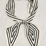 French Styles Striped Satin Silky Skinny Scarf - White-Accessories- Hometown Style HTS, women's in store and online boutique located in Ingersoll, Ontario
