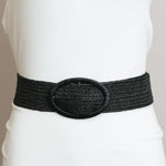 Raffia Oval Buckle Belt - Black-Accessories- Hometown Style HTS, women's in store and online boutique located in Ingersoll, Ontario