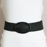 Raffia Oval Buckle Belt - Black-Accessories- Hometown Style HTS, women's in store and online boutique located in Ingersoll, Ontario