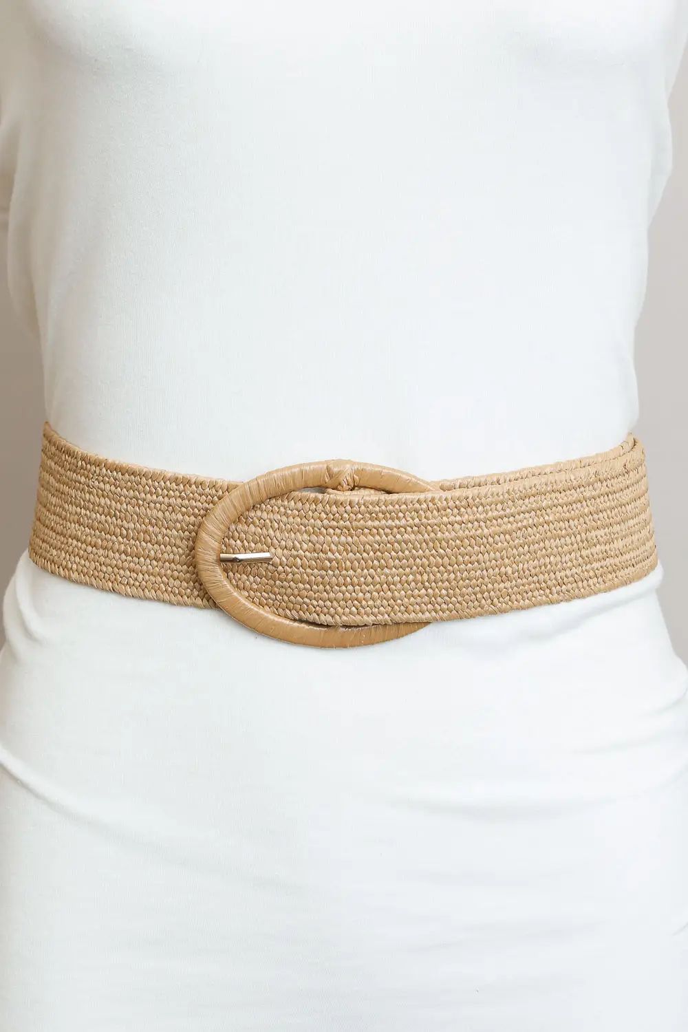 Raffia Oval Buckle Belt - Tan-belt- Hometown Style HTS, women's in store and online boutique located in Ingersoll, Ontario