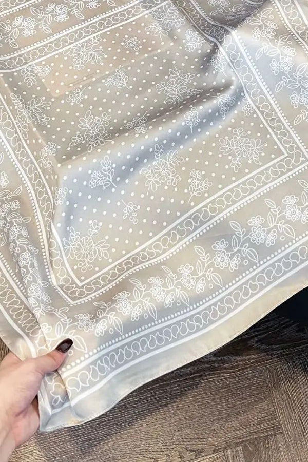 Floral Dot Satin Square Scarves – Cream- Hometown Style HTS, women's in store and online boutique located in Ingersoll, Ontario