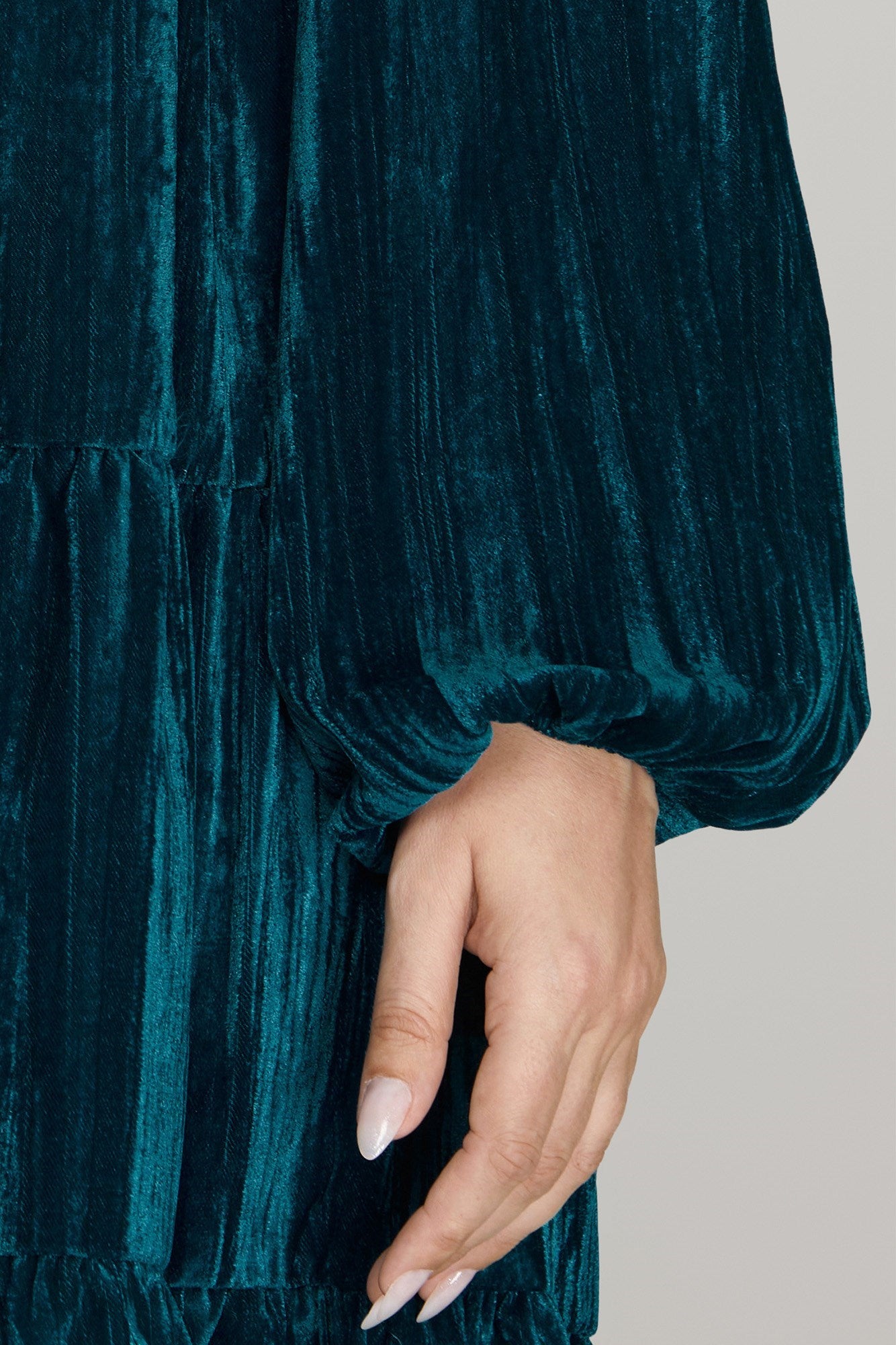 Velvet Tiered Dress - Teal - EX-Dress- Hometown Style HTS, women's in store and online boutique located in Ingersoll, Ontario