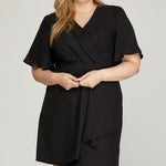 Flutter Sleeve Wrap Dress - Black-dress- Hometown Style HTS, women's in store and online boutique located in Ingersoll, Ontario