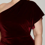 One Shoulder Velvet Wrap Dress - Wine-dresses- Hometown Style HTS, women's in store and online boutique located in Ingersoll, Ontario