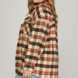 Plaid Shacket - Cinnamon-jacket- Hometown Style HTS, women's in store and online boutique located in Ingersoll, Ontario