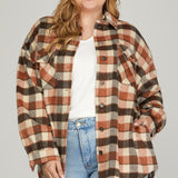 Plaid Shacket - Cinnamon-jacket- Hometown Style HTS, women's in store and online boutique located in Ingersoll, Ontario