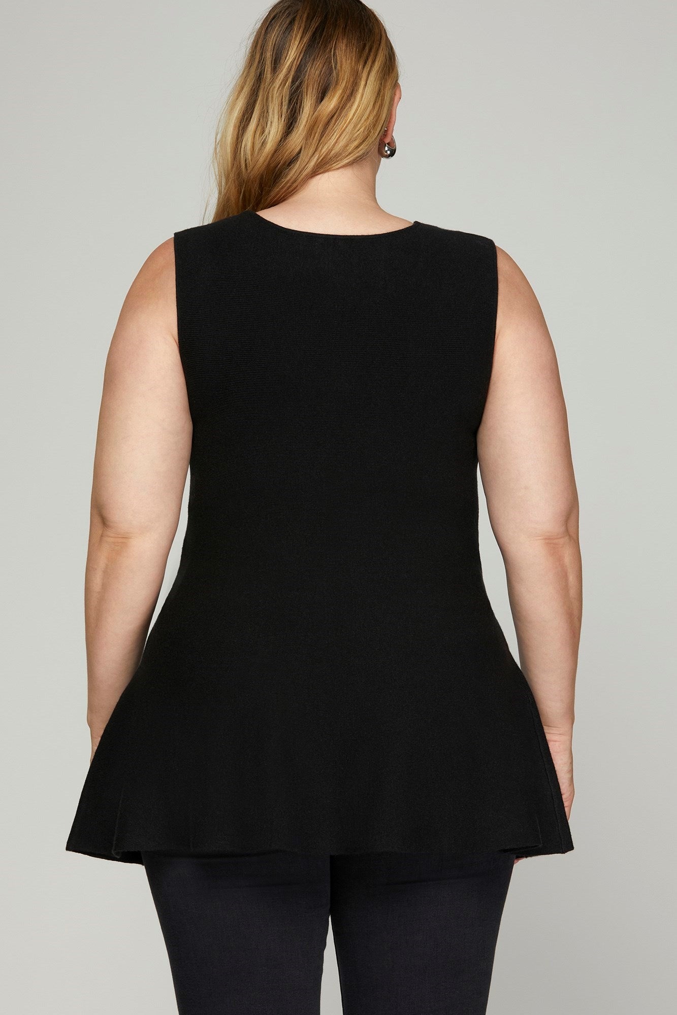 Sleeveless Peplum Sweater Top - Black-tops- Hometown Style HTS, women's in store and online boutique located in Ingersoll, Ontario