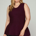 Sleeveless Peplum Sweater Top - Purple-tops- Hometown Style HTS, women's in store and online boutique located in Ingersoll, Ontario