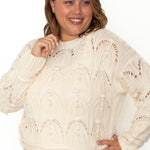 Patterned Pearl Trim Sweater - Cream-sweater- Hometown Style HTS, women's in store and online boutique located in Ingersoll, Ontario