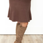 Pleated Sweater Mini Skirt - Brown-skirt- Hometown Style HTS, women's in store and online boutique located in Ingersoll, Ontario