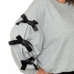 Ribbon Bow Sweatshirt - Heather Grey-Sweater- Hometown Style HTS, women's in store and online boutique located in Ingersoll, Ontario