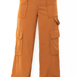 High Waist Cargo Pants - Camel-dress pants- Hometown Style HTS, women's in store and online boutique located in Ingersoll, Ontario