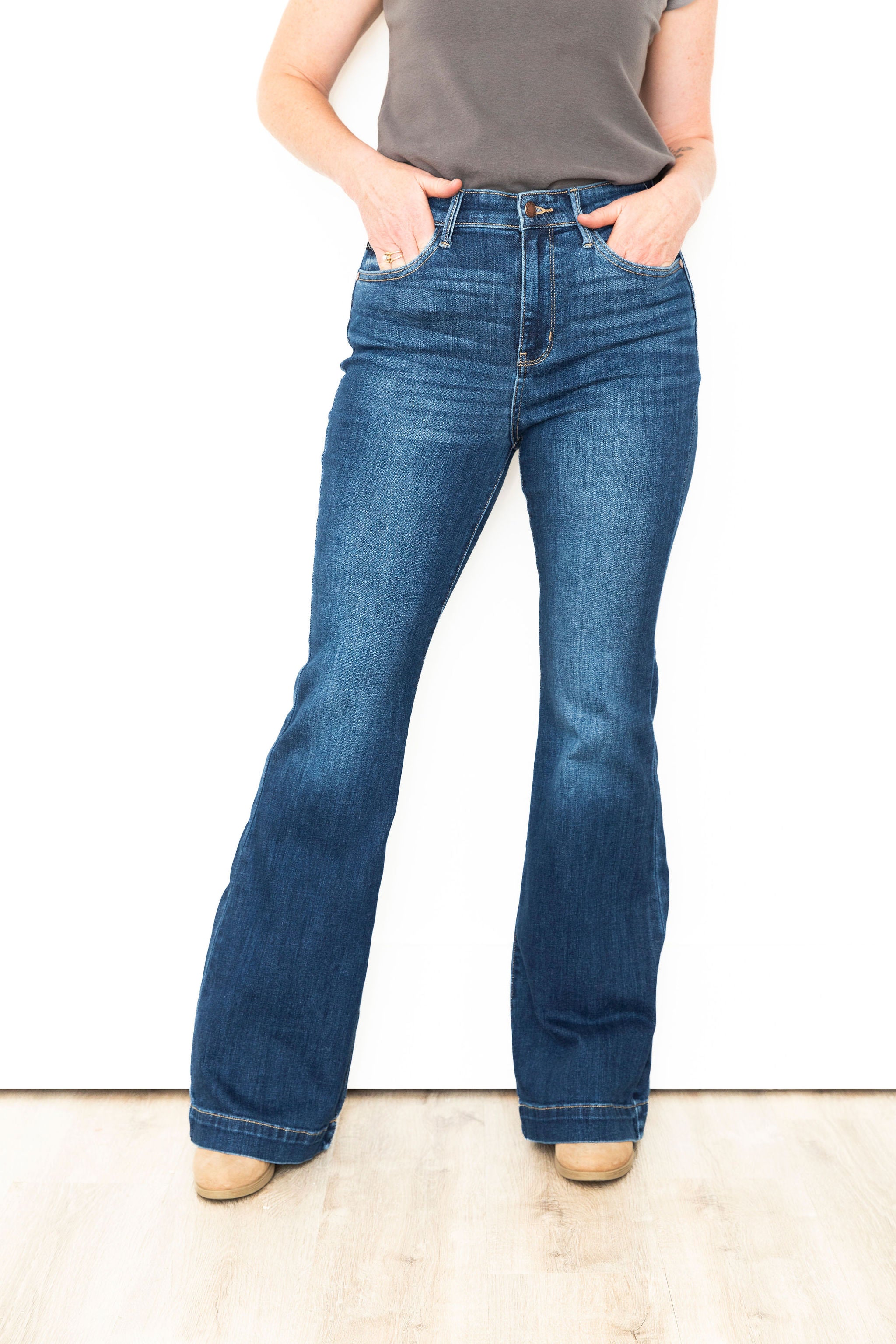 JB - High Waist Wide Hem Flare-denim- Hometown Style HTS, women's in store and online boutique located in Ingersoll, Ontario