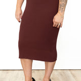 Ribbed Knit Sweater Midi Dress - Merlot-Dresses- Hometown Style HTS, women's in store and online boutique located in Ingersoll, Ontario