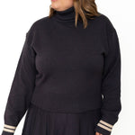 Turtle Neck Sweater - Navy Charcoal-sweater- Hometown Style HTS, women's in store and online boutique located in Ingersoll, Ontario